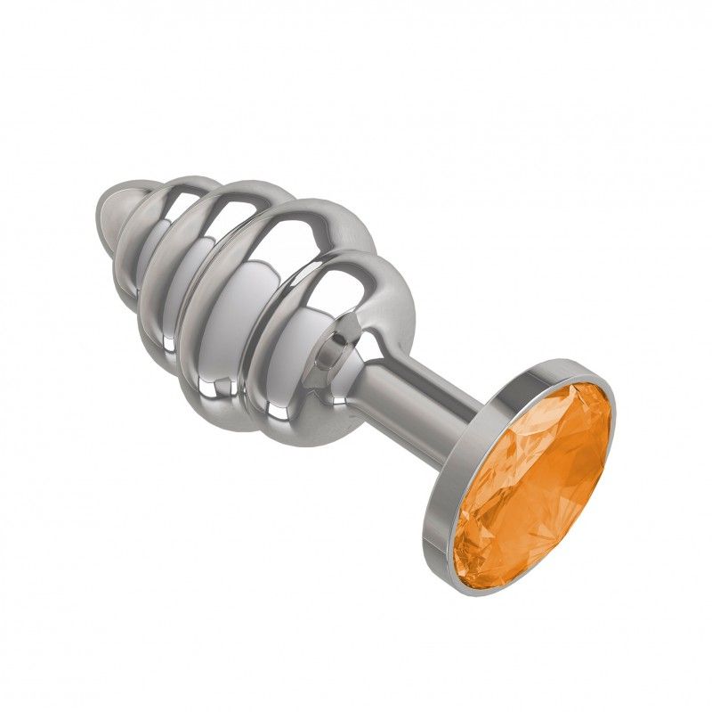 анальная втулка silver spiral с оранжевым кристаллом в Краснодаре