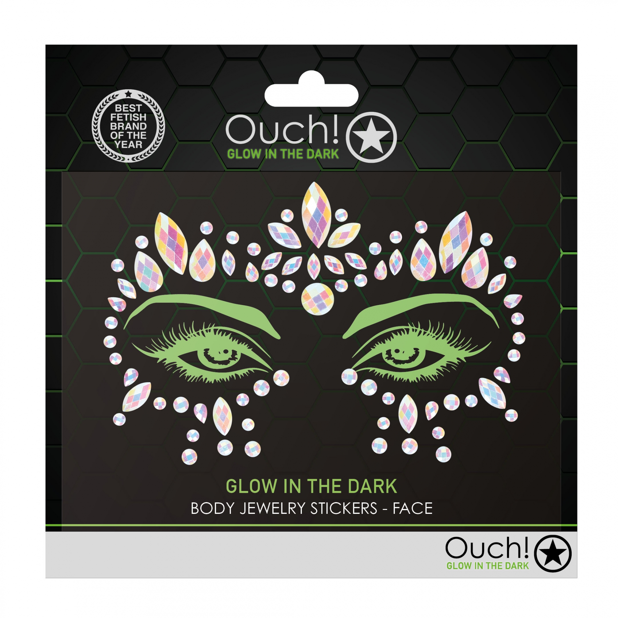 Декоративное украшение (камни) на клеевой основе Body Jewelry Stickers - Face - Glow in the Dark - O