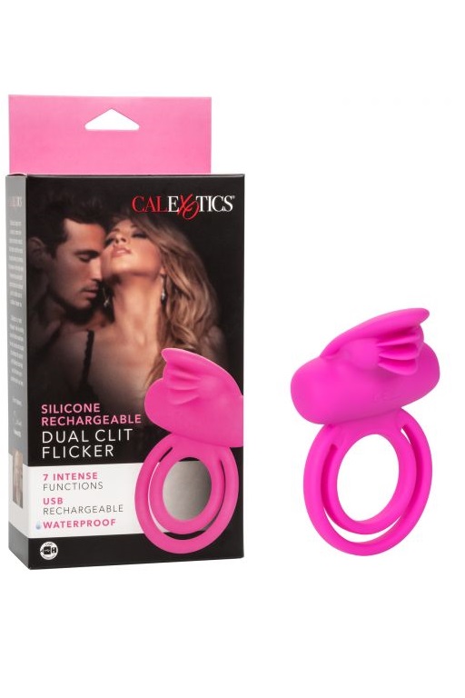 Двойное эрекционное кольцо с вибрацией Dual Clit Flicker