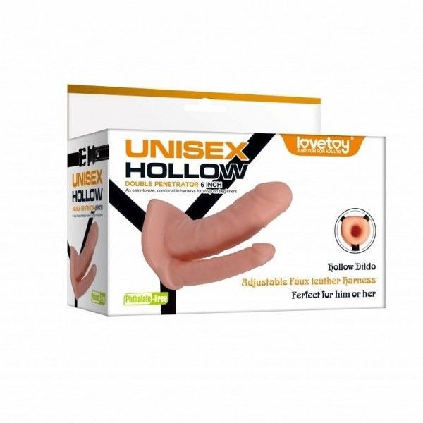 страпон lovetoy unisex hollow двойной, телесный в Краснодаре