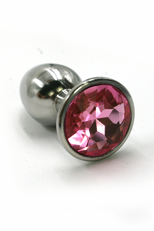анальная пробка из аллюминия с ярко-розовым кристаллом (small) в Краснодаре