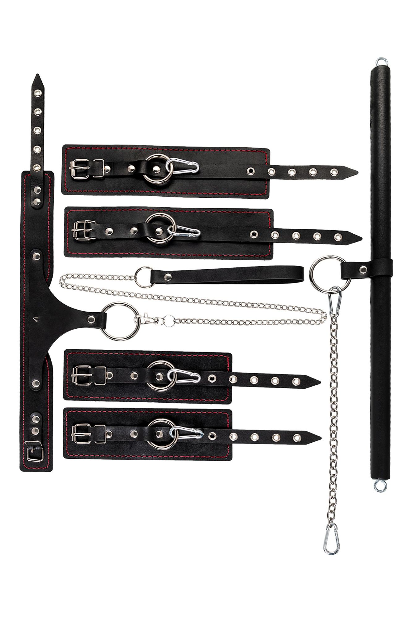 бондажный набор pecado bdsm, 3 точки фиксации, большая распорка, оковы, наручники, ошейник с кольцом в Краснодаре