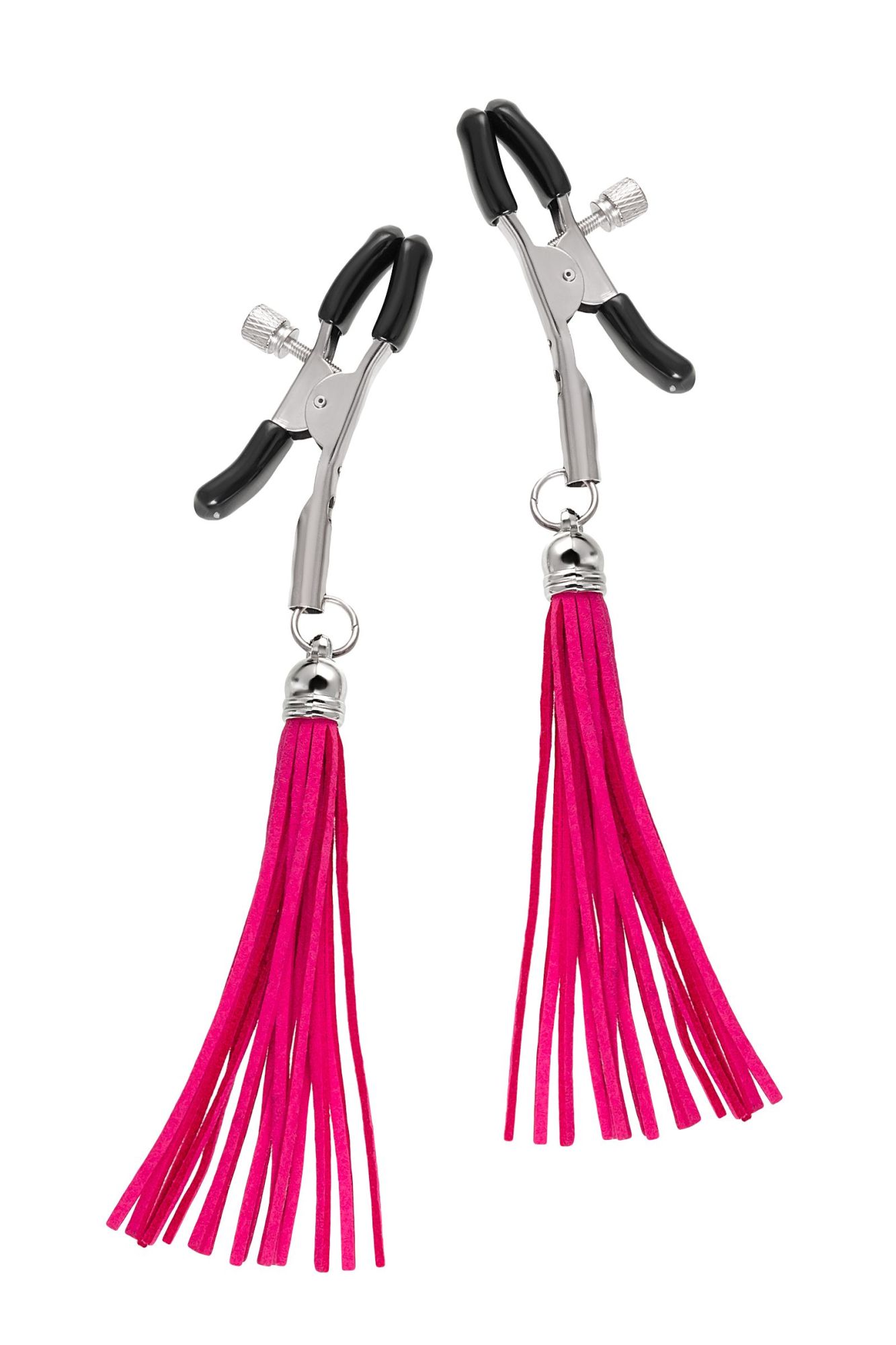 зажимы на соски pecado bdsm, «прищепки», с кисточками из замши, металл, фуксия в Краснодаре