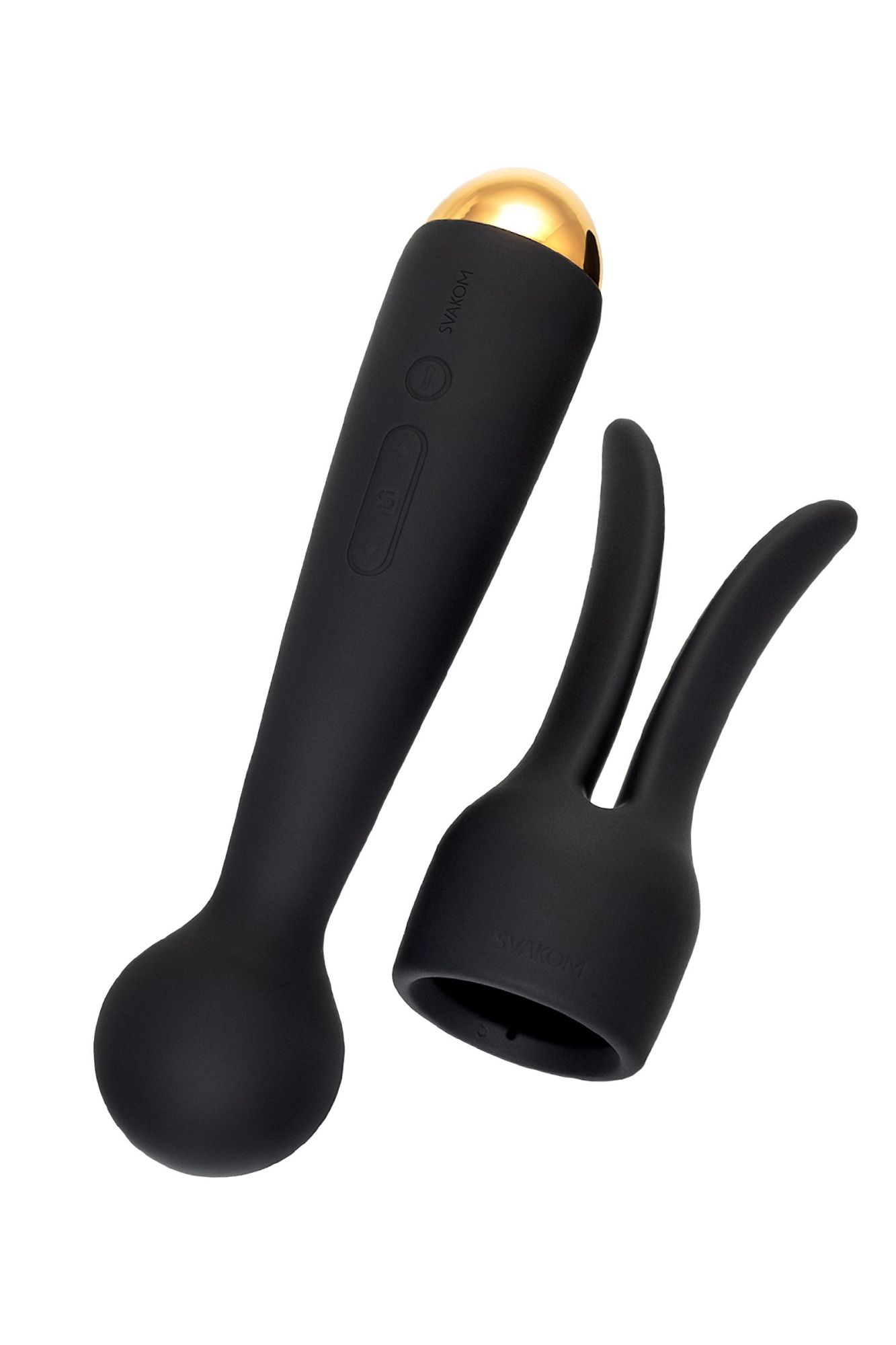 вибратор с насадкой svakom emma neo, силикон, черный, 21 см в Краснодаре
