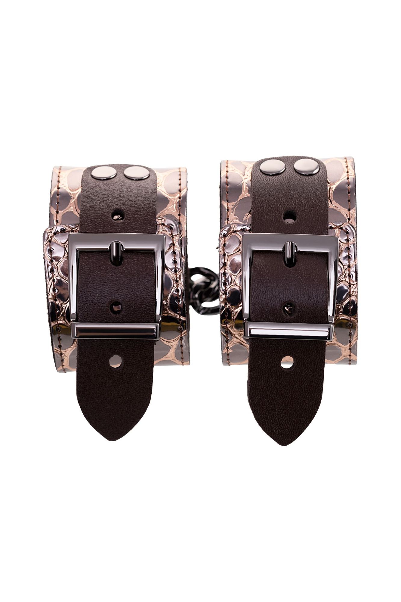 наручники штучки-дрючки, натуральная кожа, коричневые, 27,5 см в Краснодаре