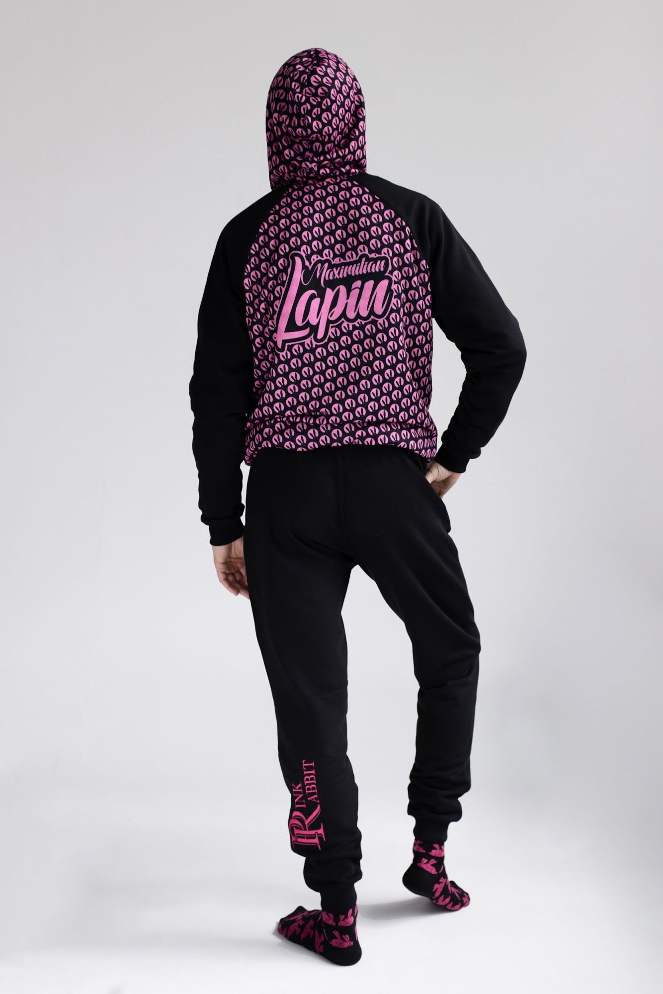 Костюм PinkRabbit из хлопкового футера, двусторонний, чёрный