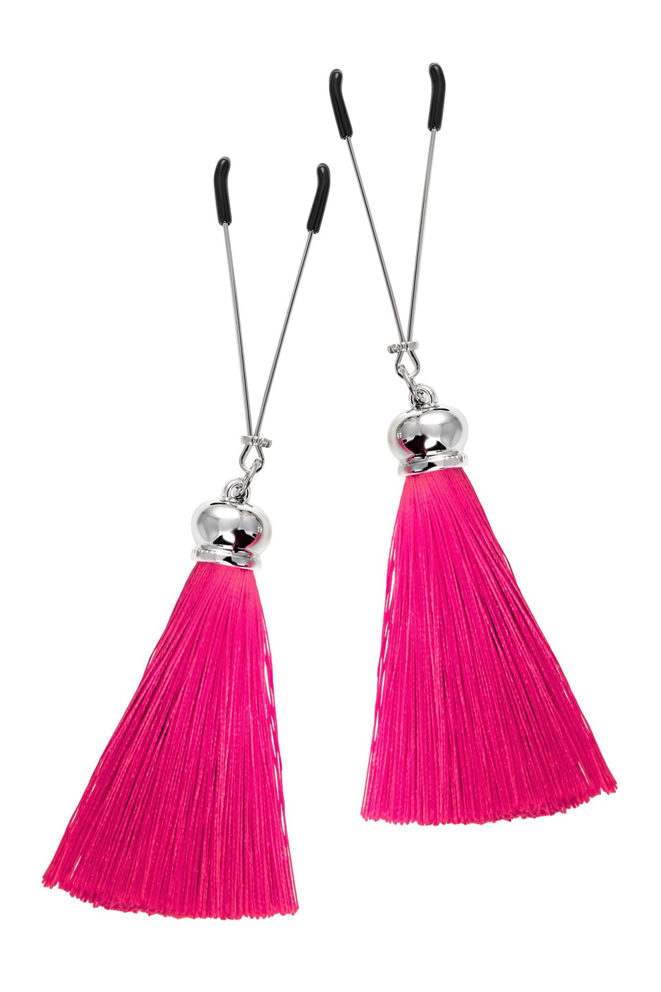 зажимы на соски pecado bdsm, «вилки», с кисточками из шелка, металл, бордовые в Краснодаре