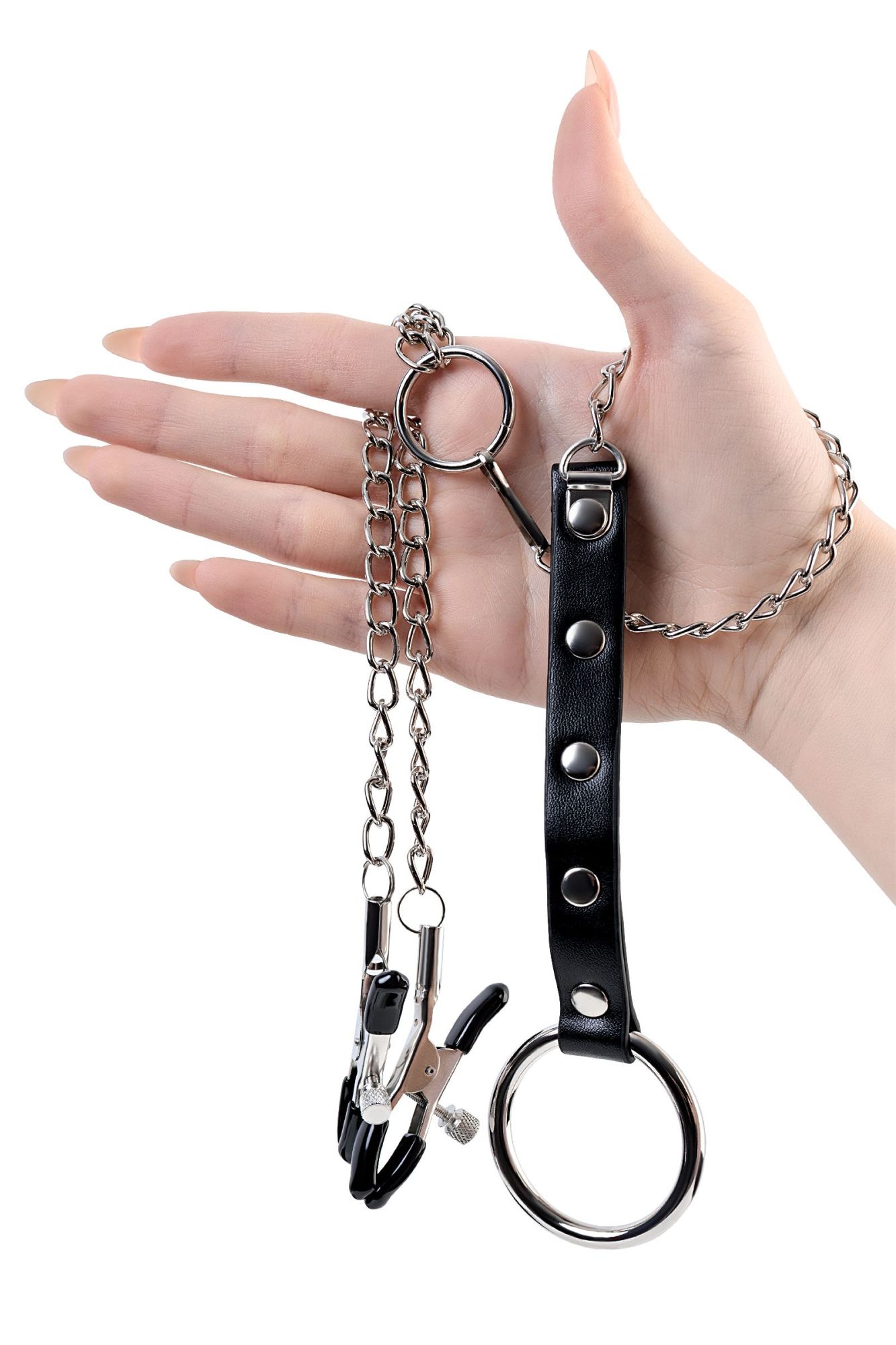 зажимы для сосков toyfa metal с кольцом для пениса, серебряные, 60 см в Краснодаре