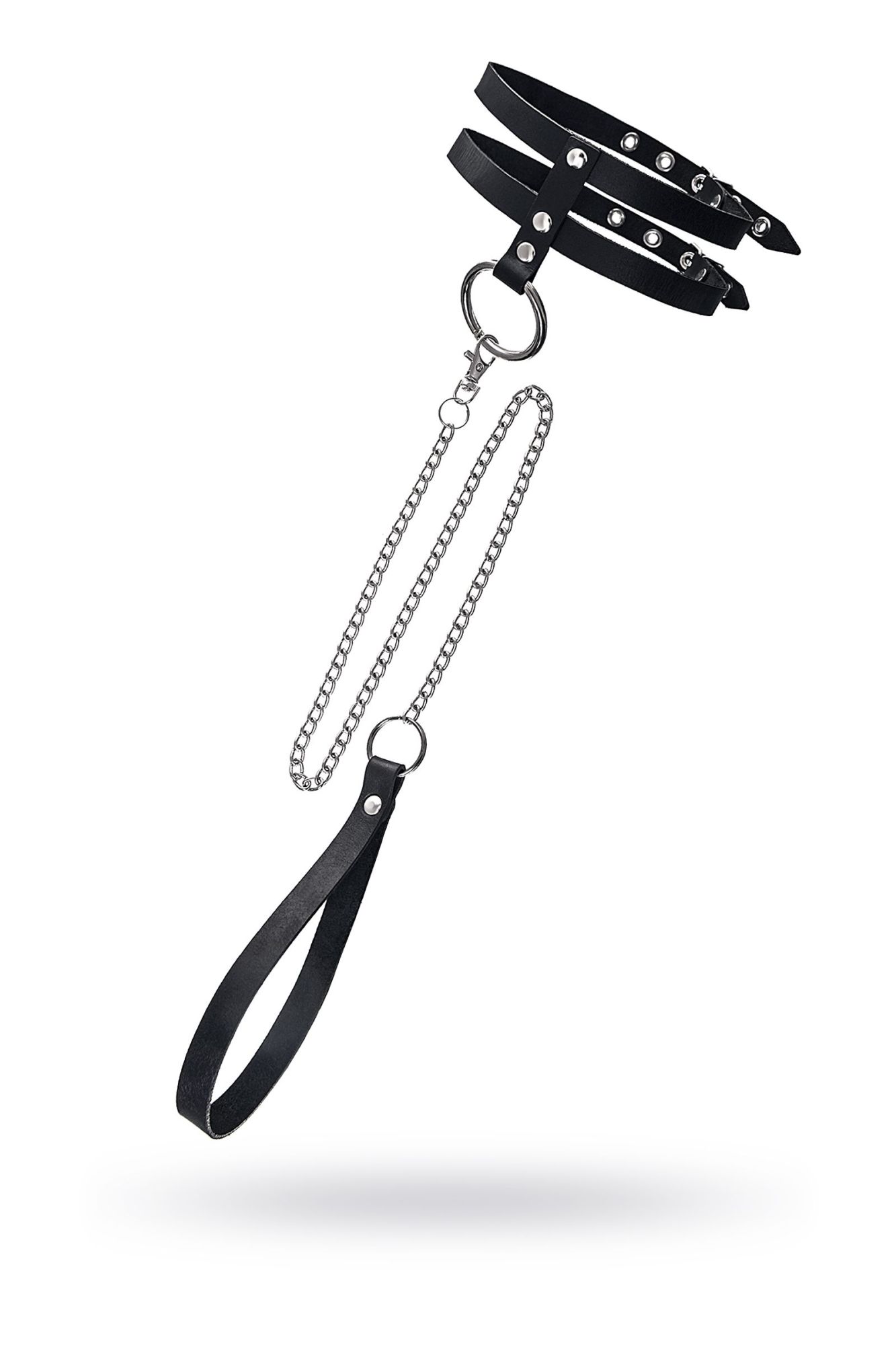 ошейник pecado bdsm, из двух ремешков, натуральная кожа, черный в Краснодаре