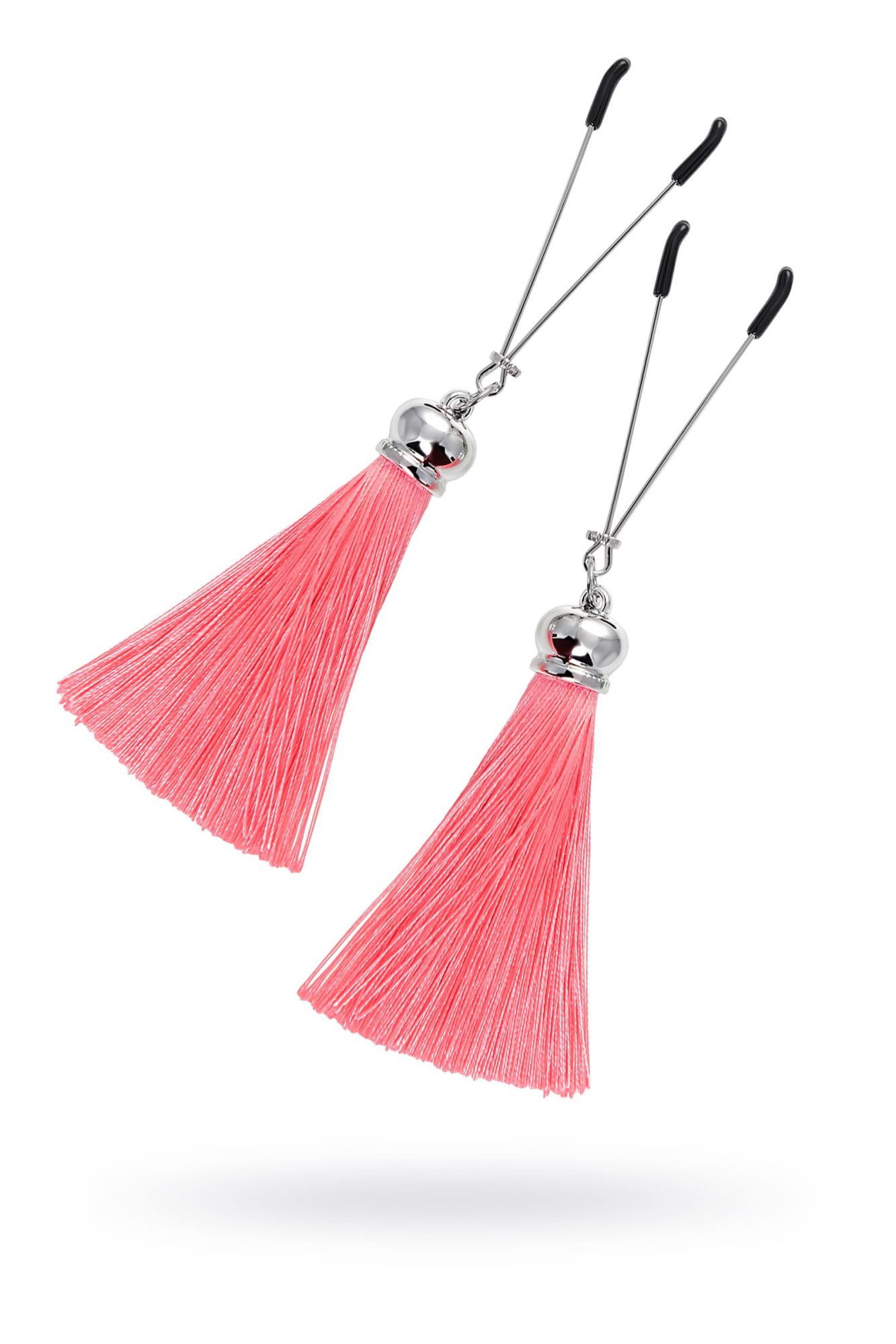 зажимы на соски pecado bdsm, «вилки», с кисточками из шелка, металл, розовые в Краснодаре