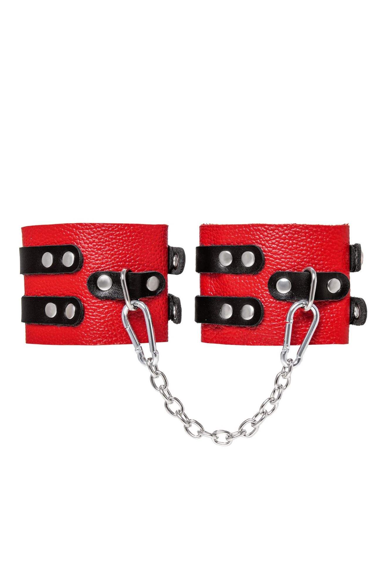 оковы pecado bdsm, мягкие, с двумя ремешками с люверсами, натуральная кожа, красно-чёрные в Краснодаре