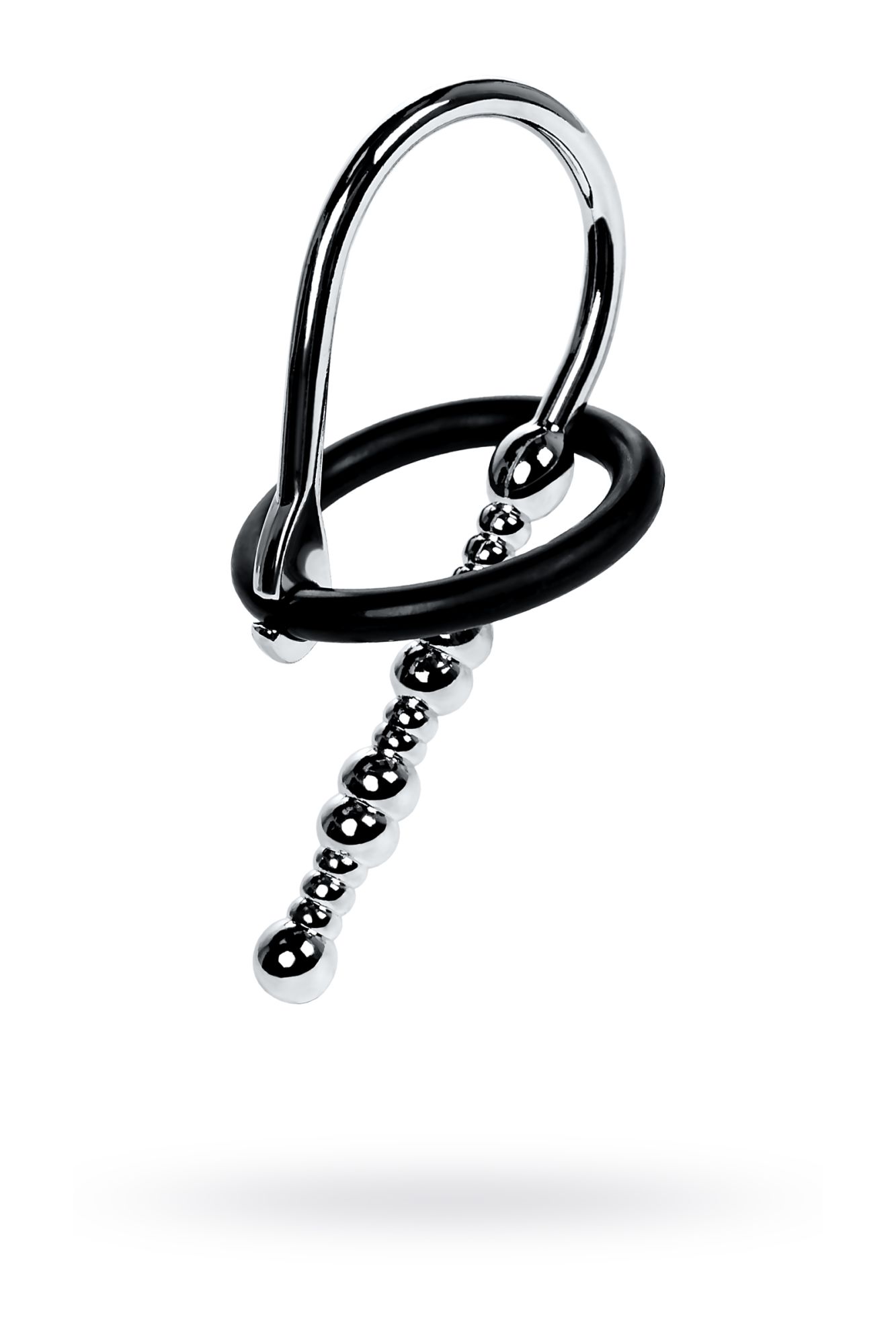 уретральный плаг-бусины toyfa metal  с мягким фиксириющим кольцом, серебряный, 5 см в Краснодаре