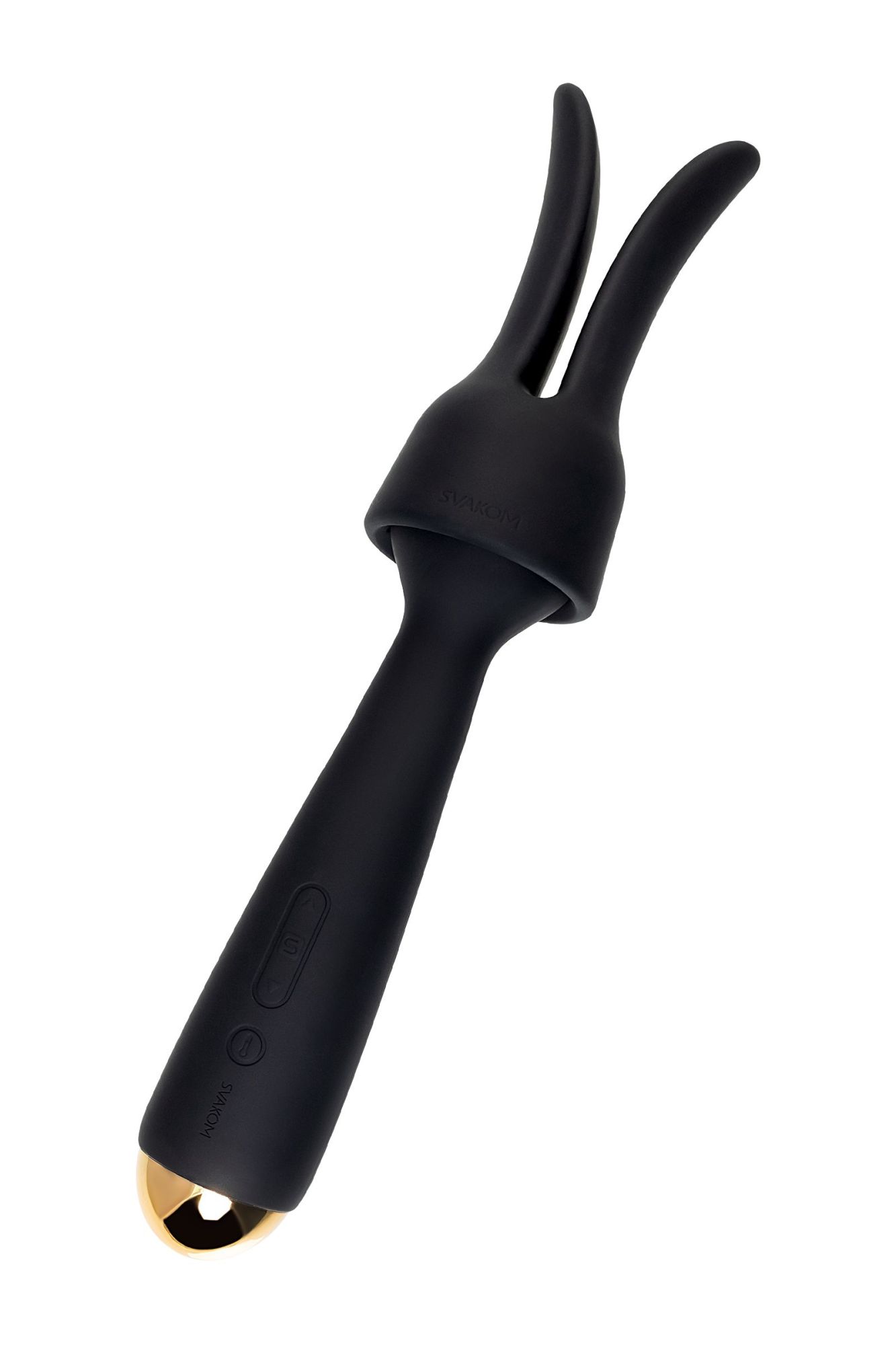 вибратор с насадкой svakom emma neo, силикон, черный, 21 см в Краснодаре