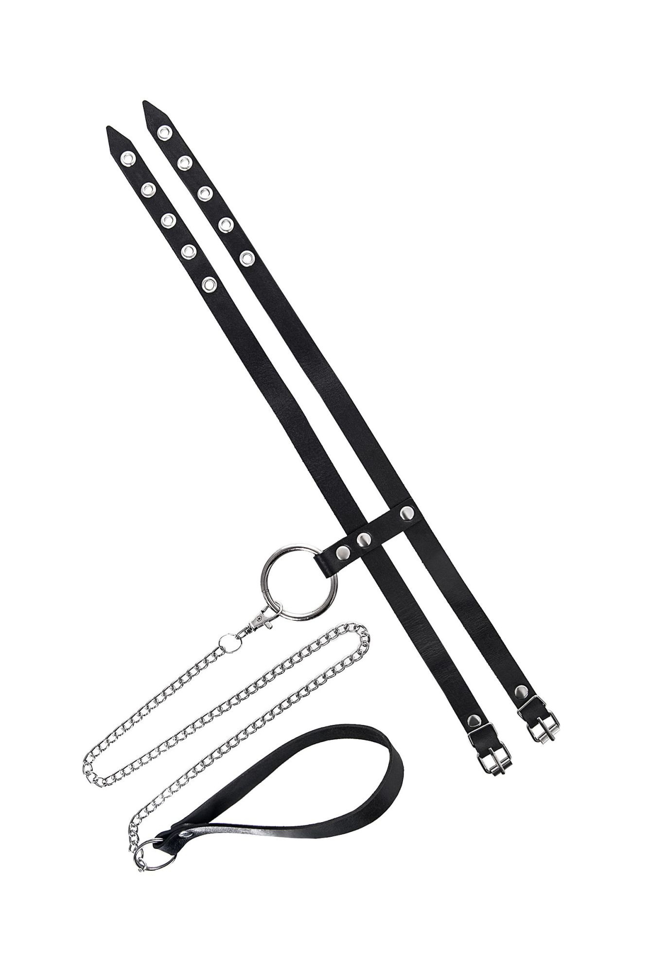 ошейник pecado bdsm, из двух ремешков, натуральная кожа, черный в Краснодаре