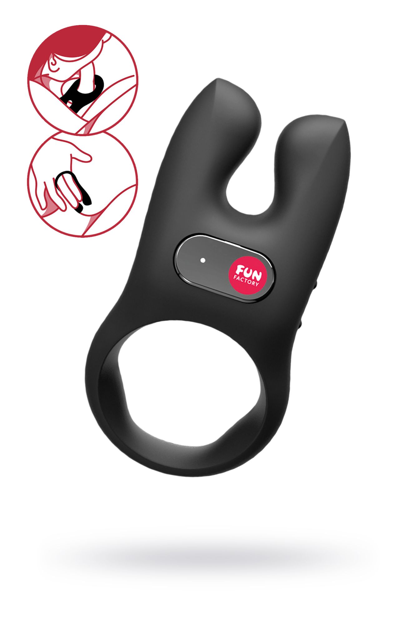 кольцо эрекционное  fun factory nos с вибрацией, силикон, черное, 8 см в Краснодаре