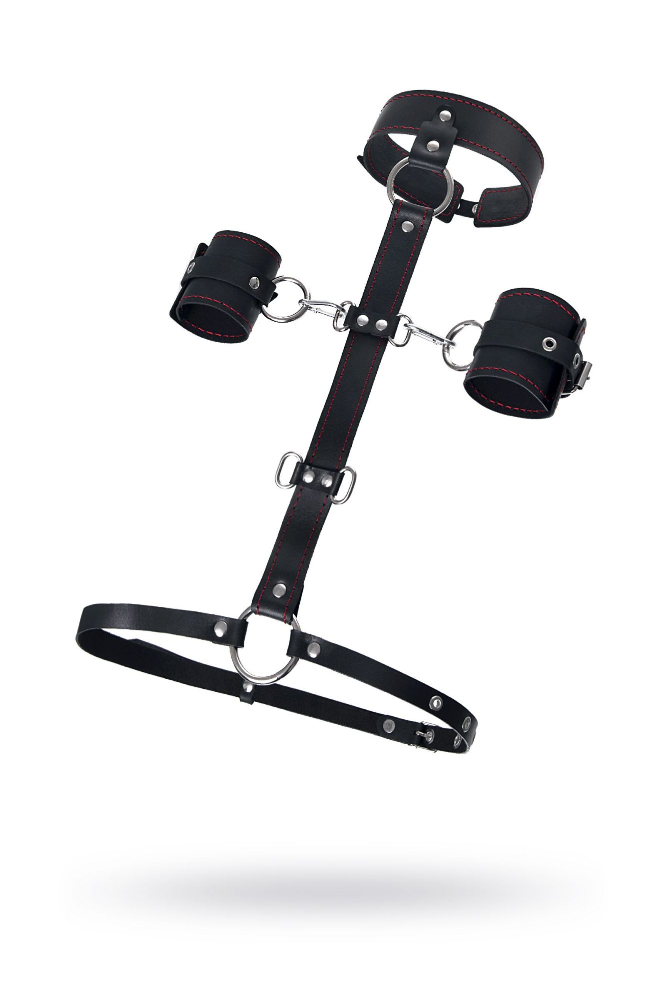 сбруя для фиксации шеи и рук pecado bdsm, натуральная кожа, черная в Краснодаре