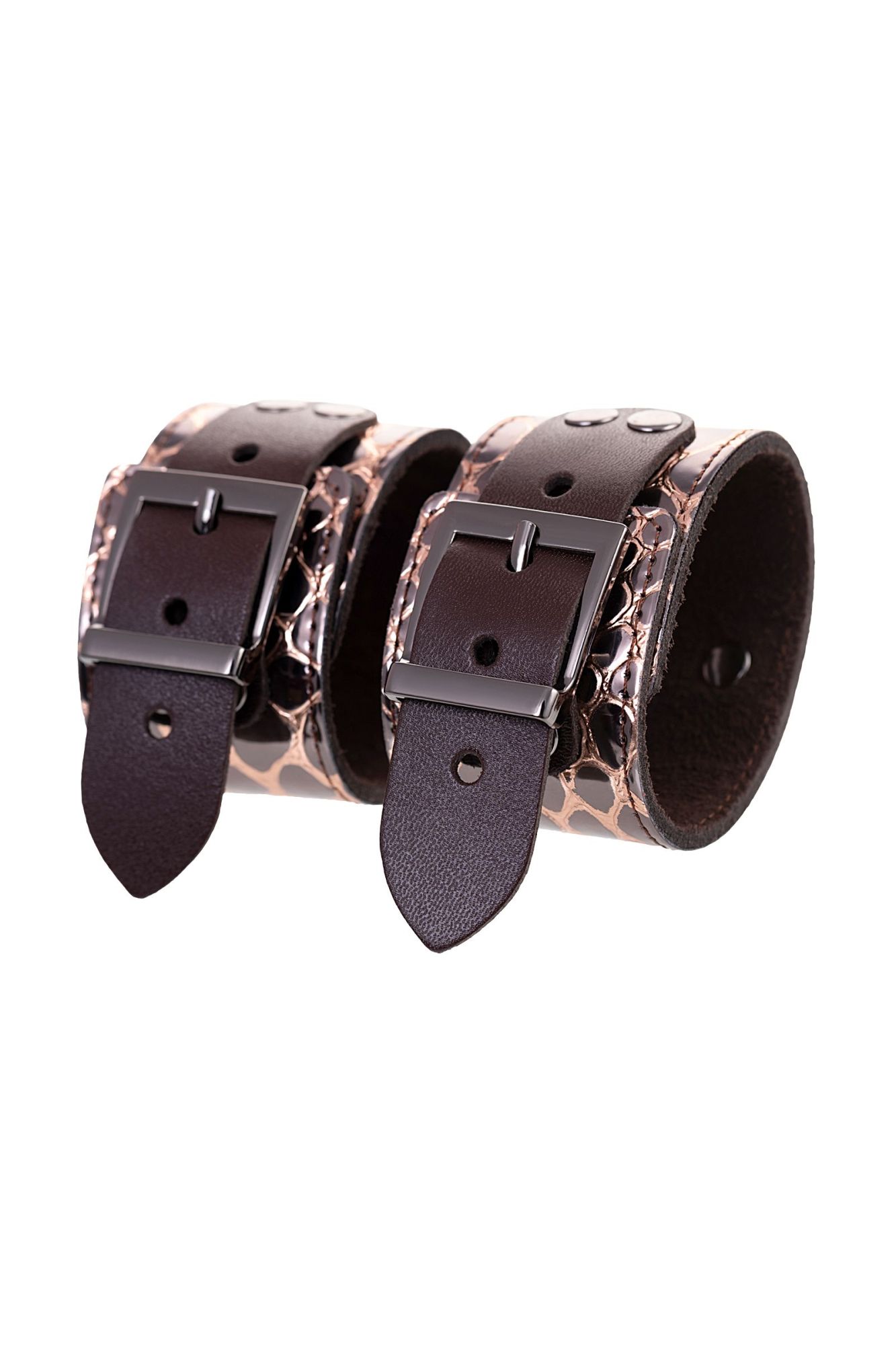 наручники штучки-дрючки, натуральная кожа, коричневые, 27,5 см в Краснодаре