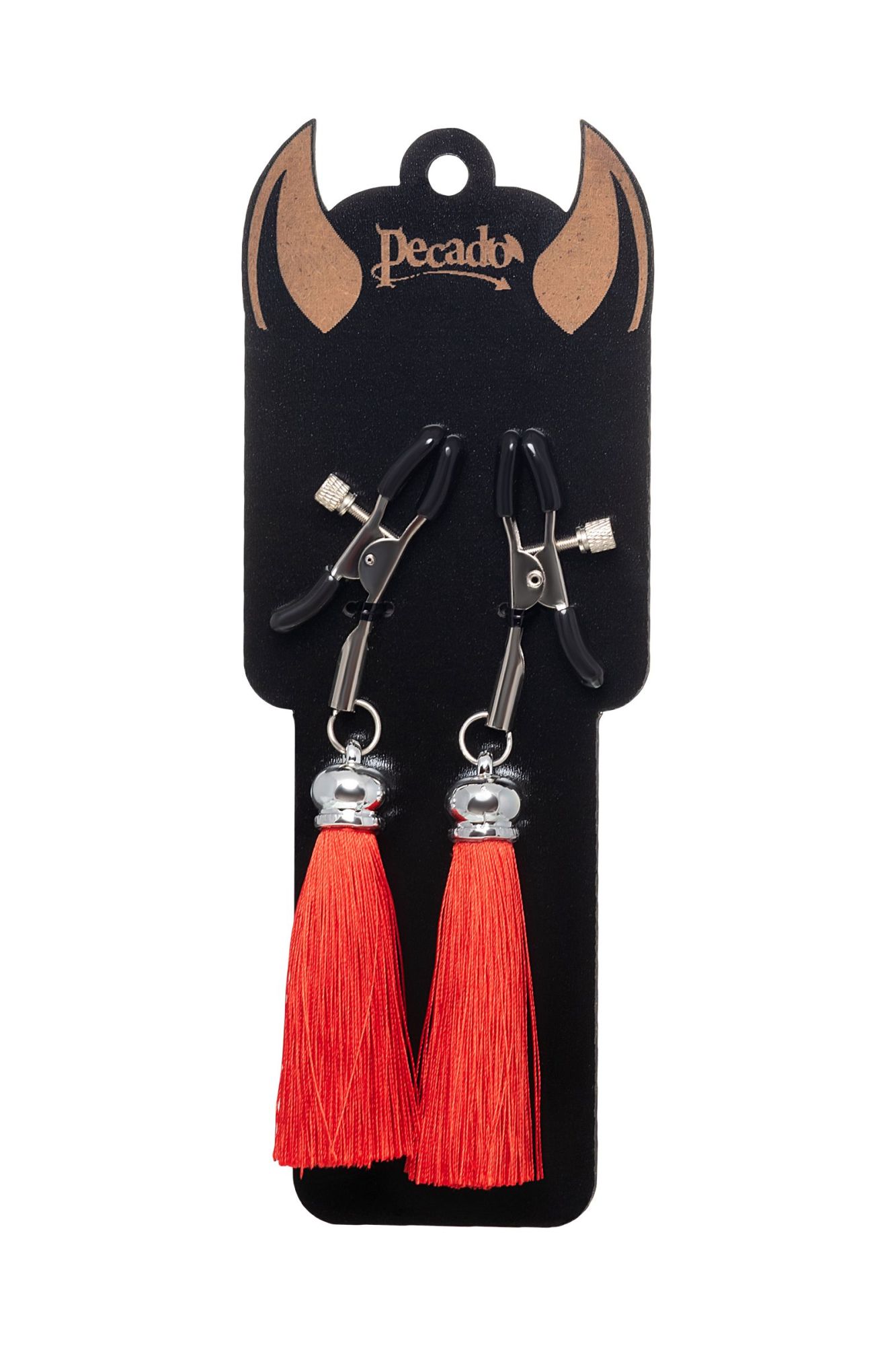 зажимы на соски pecado bdsm, «прищепки», с кисточками из шелка, металл, красные в Краснодаре