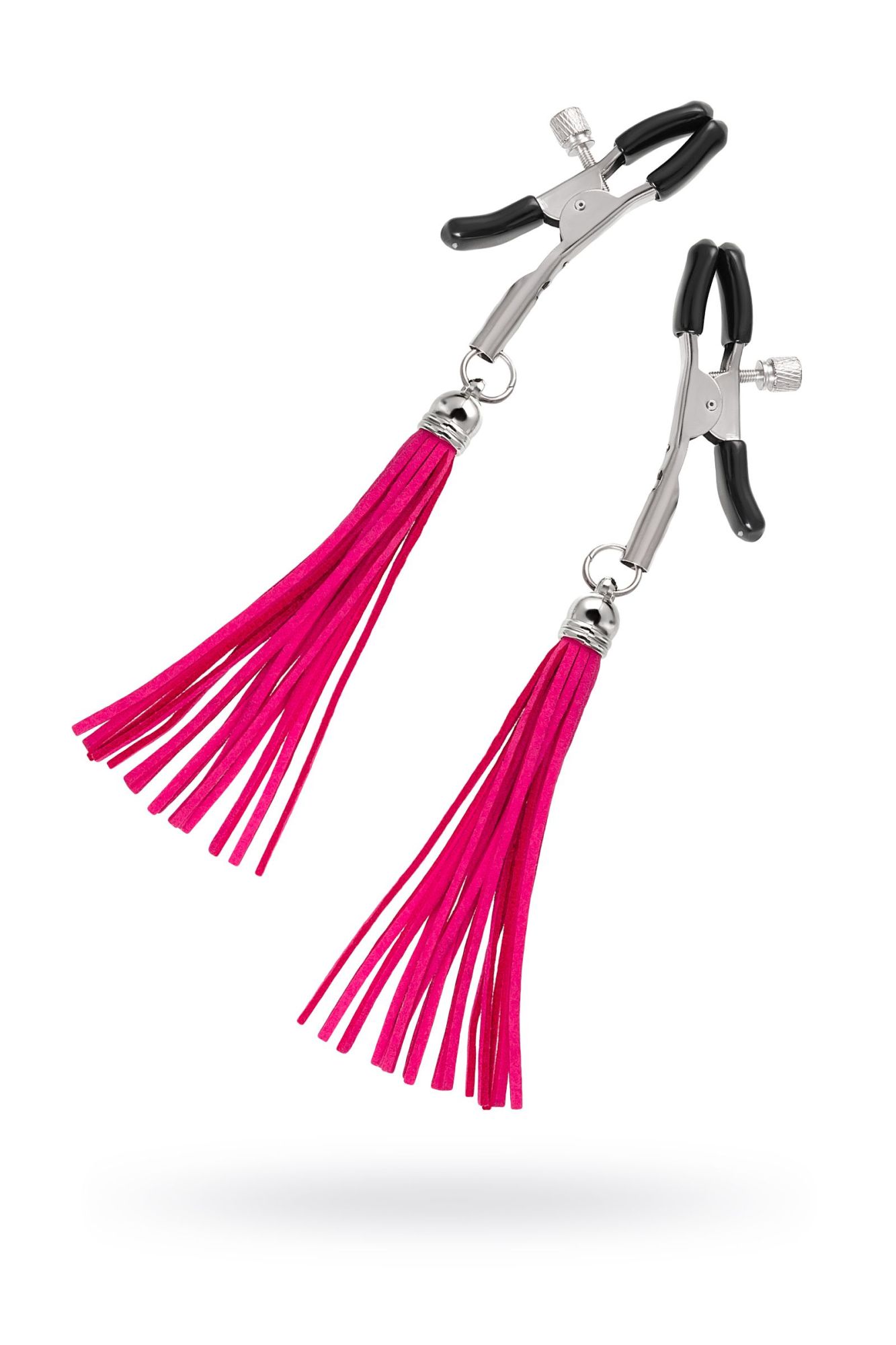 зажимы на соски pecado bdsm, «прищепки», с кисточками из замши, металл, фуксия в Краснодаре