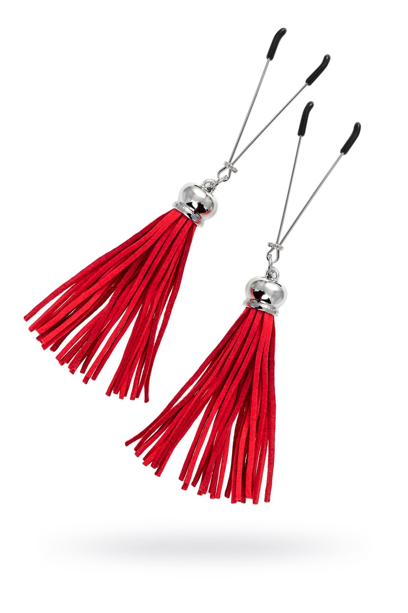 зажимы на соски pecado bdsm, «вилки», с кисточками из замши, металл, красные в Краснодаре