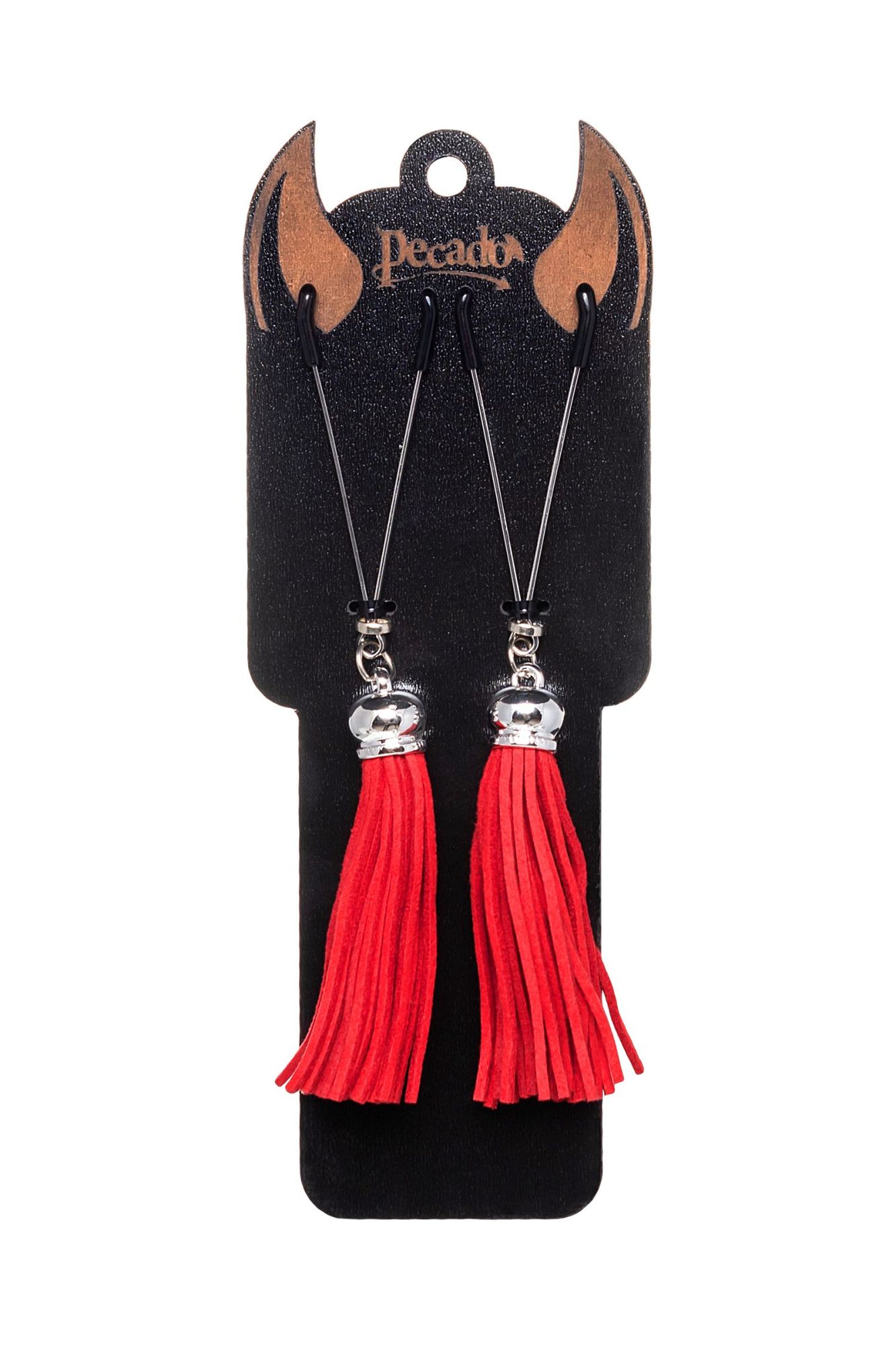 зажимы на соски pecado bdsm, «вилки», с кисточками из замши, металл, красные в Краснодаре