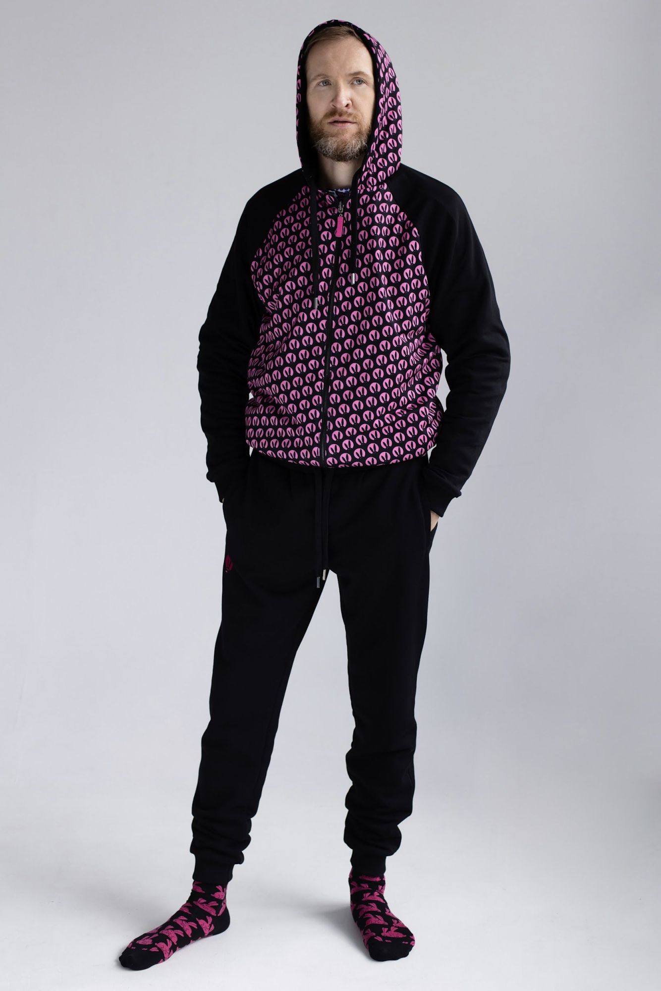 Костюм PinkRabbit из хлопкового футера, двусторонний, чёрный