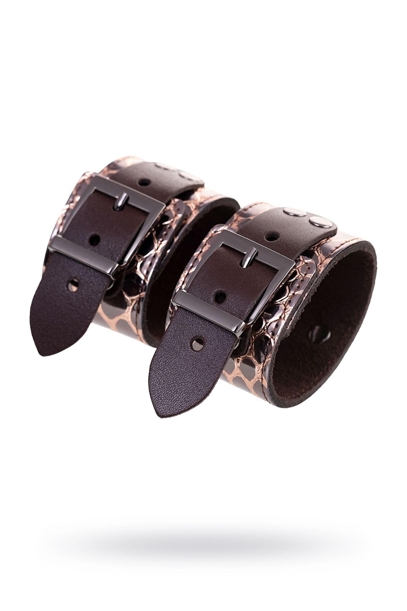 наручники штучки-дрючки, натуральная кожа, коричневые, 27,5 см в Краснодаре